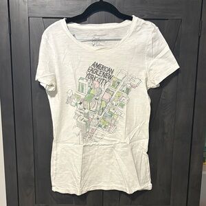 American Eagle Outfitters White Graphic Tee with NYC Design